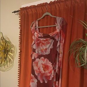 Petal & Pup Burgundy and Coral Floral Maxi Dress